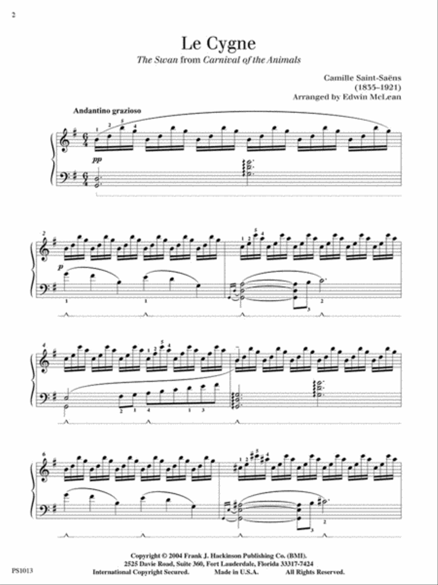Le Cygne (The Swan) Piano Solo scores gallery preview page 2