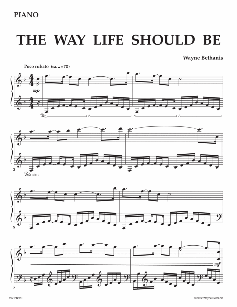 The Way Life Should Be Piano scores gallery preview page 1