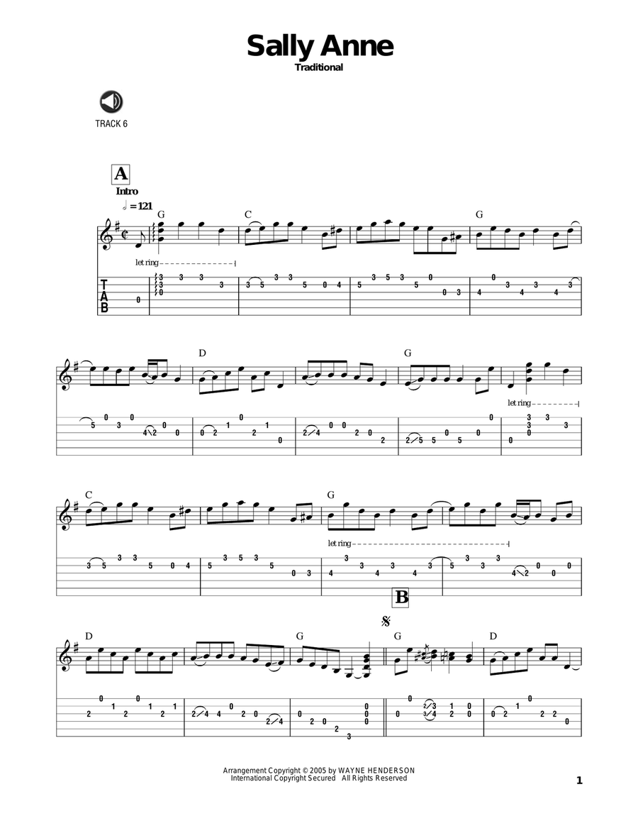 Sally Ann Guitar Solo scores gallery preview page 1