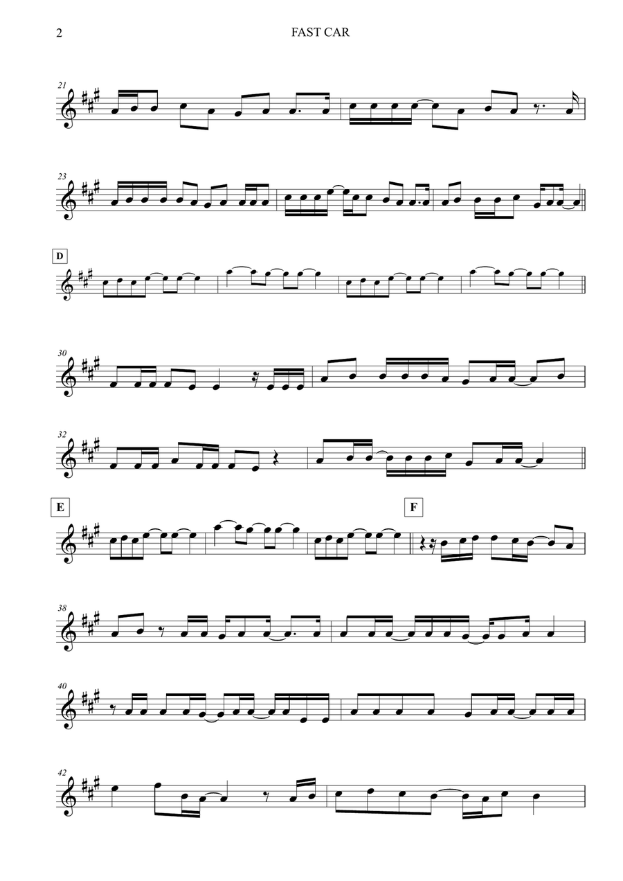 Fast Car Flute Solo scores gallery preview page 2