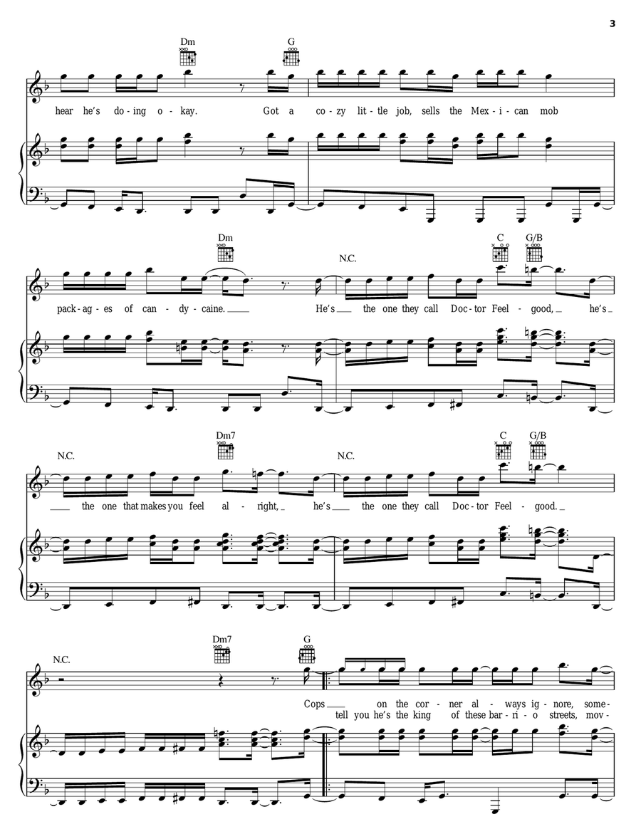 Dr. Feel Good Dr. Feel Good Piano, Vocal, Guitar scores gallery preview page 3
