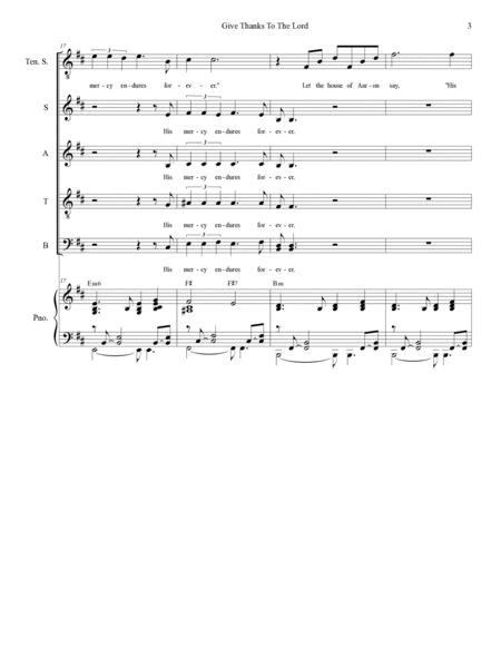 Give Thanks To The Lord (Psalm 118) (Tenor solo with SATB) image number null