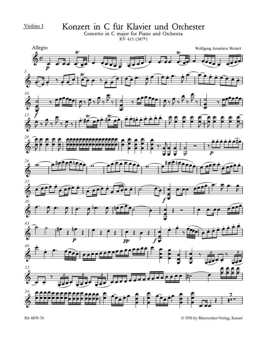 Concerto for Piano and Orchestra, No. 13 C major, KV 415 (387b)
