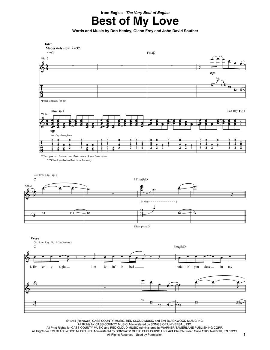 Best Of My Love Best Of My Love Acoustic Guitar scores gallery preview page 1