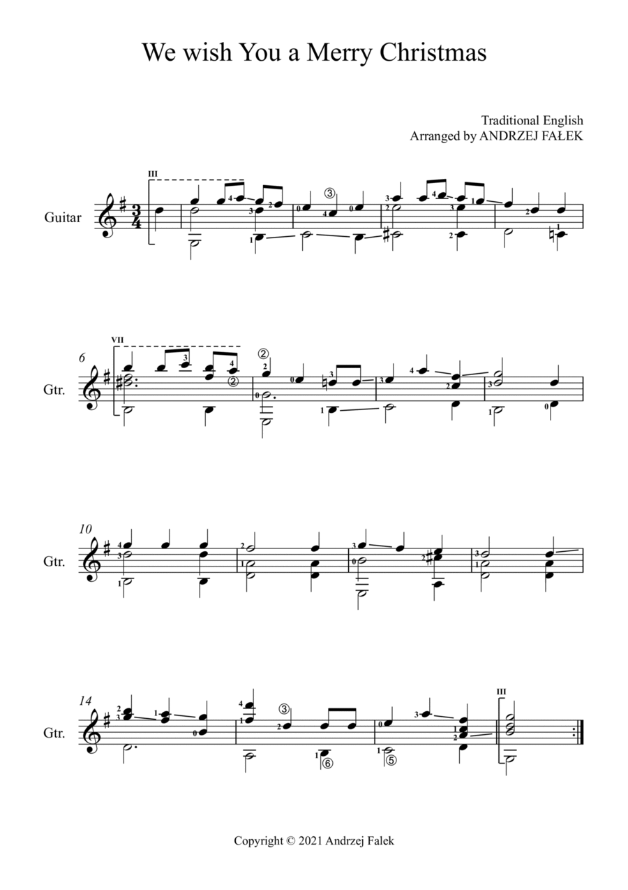 We Wish You A Merry Christmas (G) Guitar Solo scores gallery preview page 1