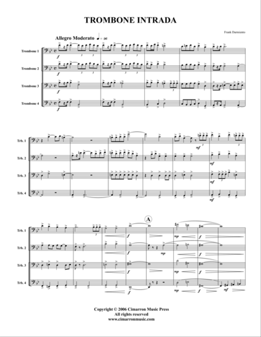 Trombone Intrada Trombone Quartet scores gallery preview page 1