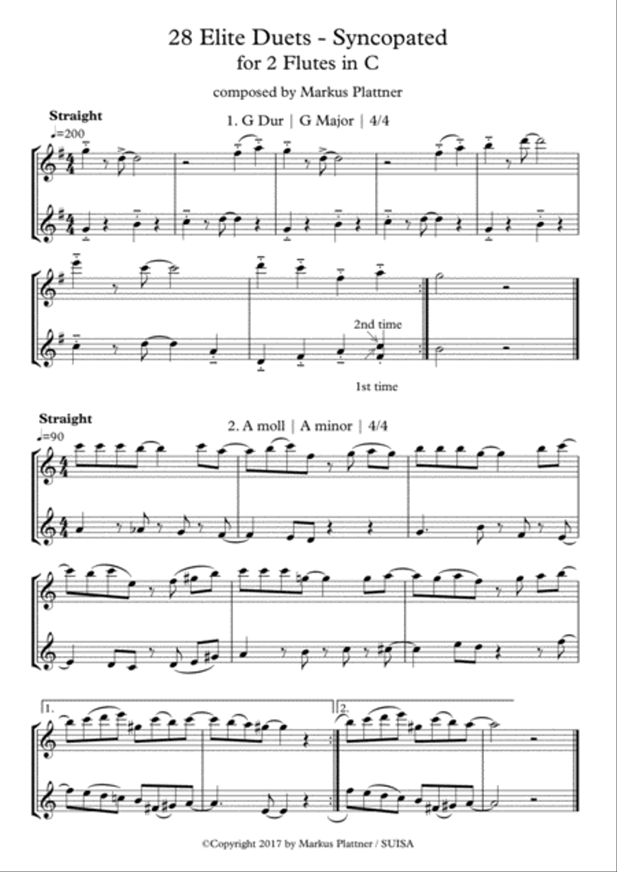 28 Elite Duets - Syncopated - for 2 Flutes Flute Duet scores gallery preview page 3