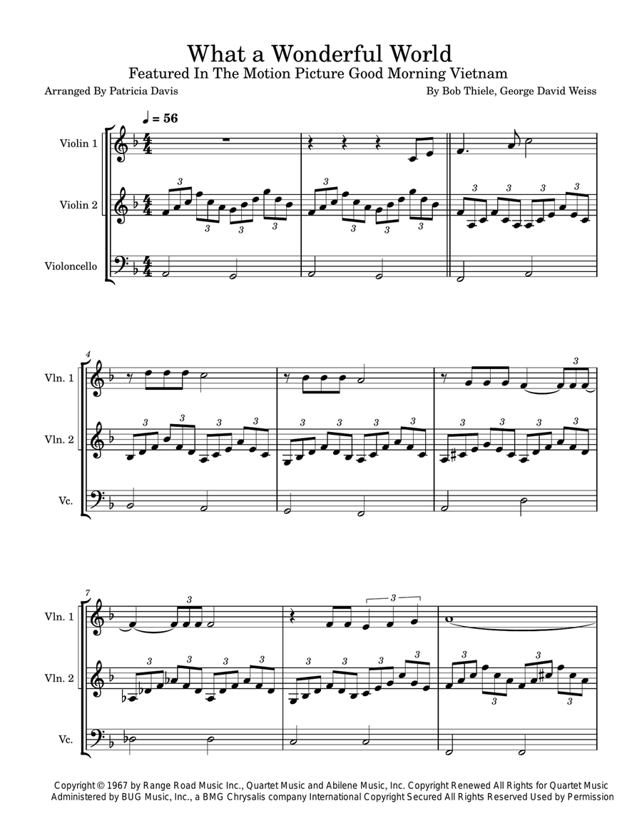 What A Wonderful World String Trio scores gallery preview page 3