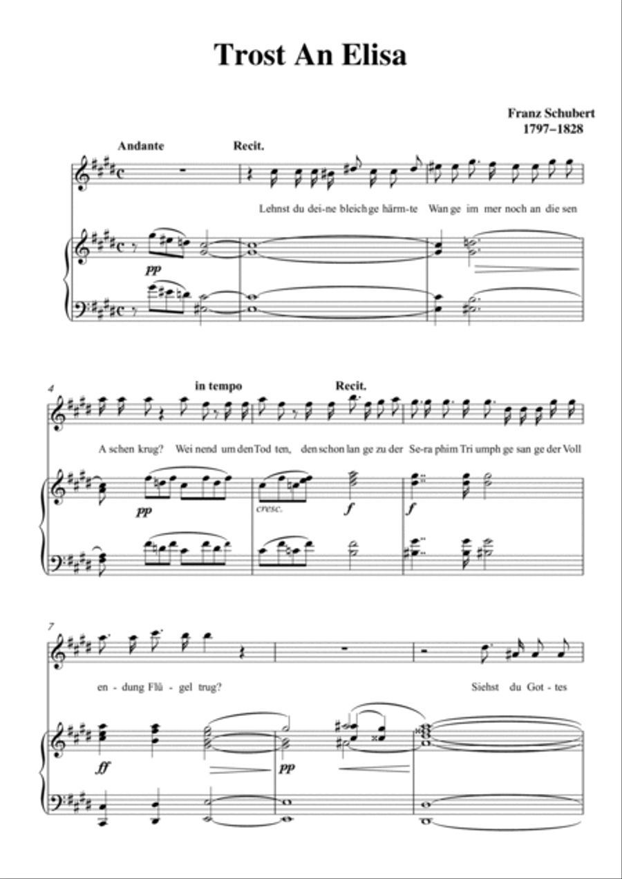 Schubert-Trost An Elisa in E for Vocal and Piano Voice scores gallery preview page 2