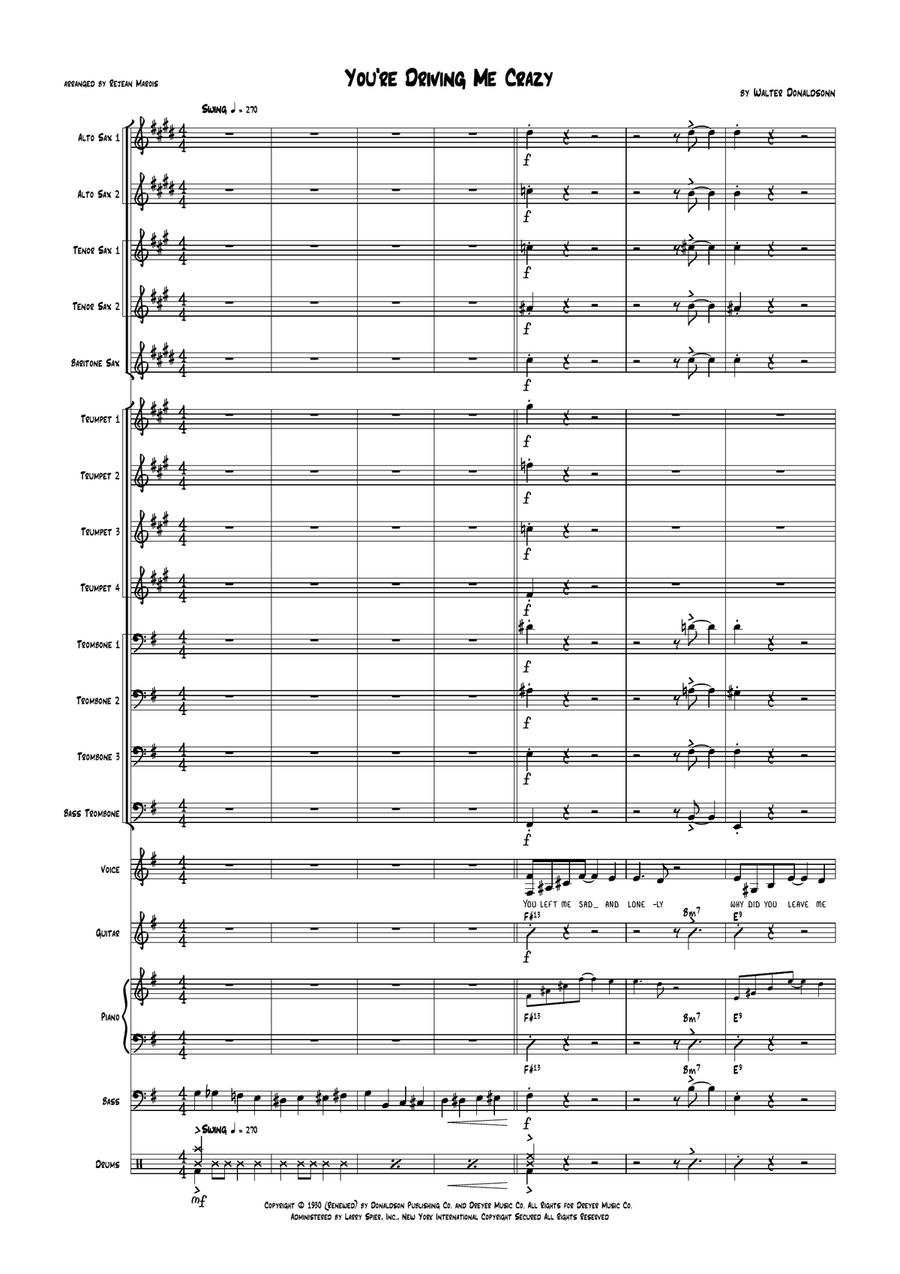 You're Driving Me Crazy! (What Did I Do?) Jazz Ensemble scores gallery preview page 1