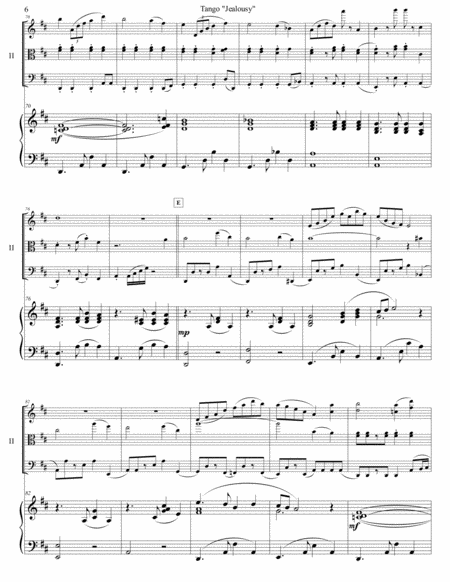 Jacob Gade - "Jealousy" for piano quartet (score and parts)  Digital Sheet Music