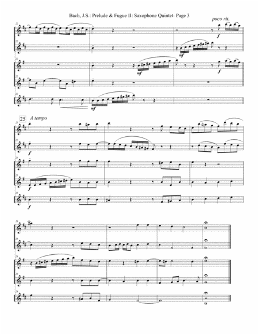 Prelude and Fugue II (Saxophone) Woodwind Quintet scores gallery preview page 4