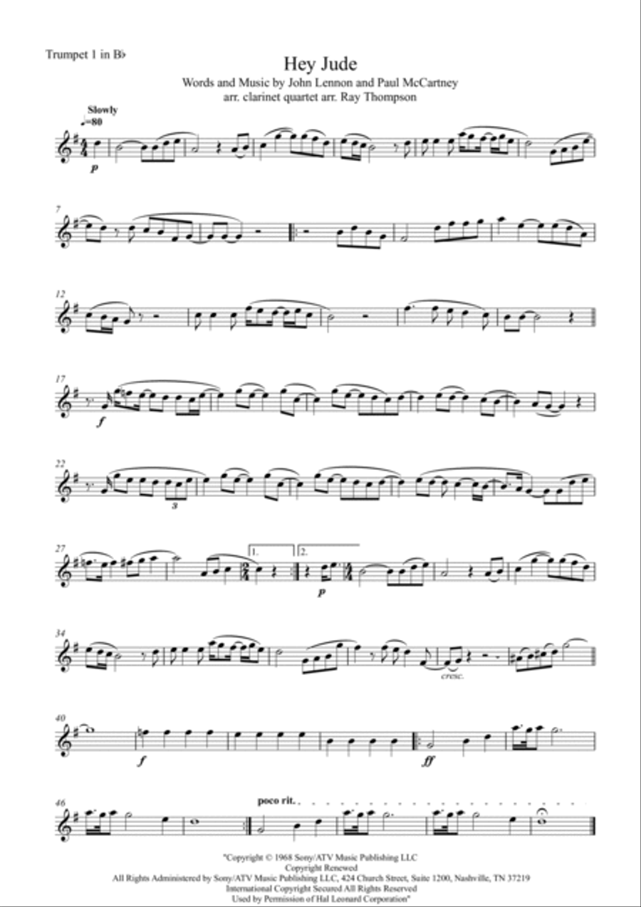 Hey Jude Brass Quartet scores gallery preview page 5