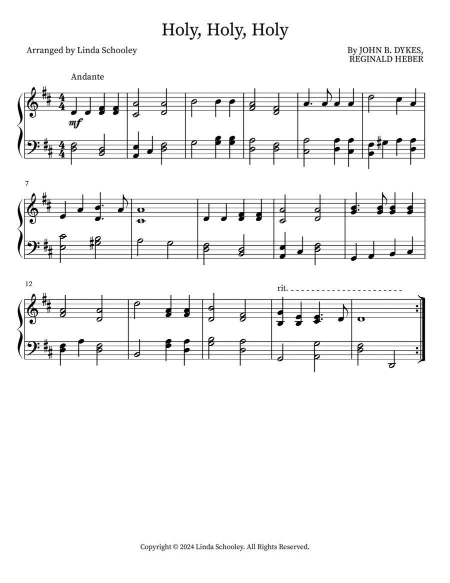 Holy, Holy, Holy Holy, Holy, Holy Piano Solo scores gallery preview page 1