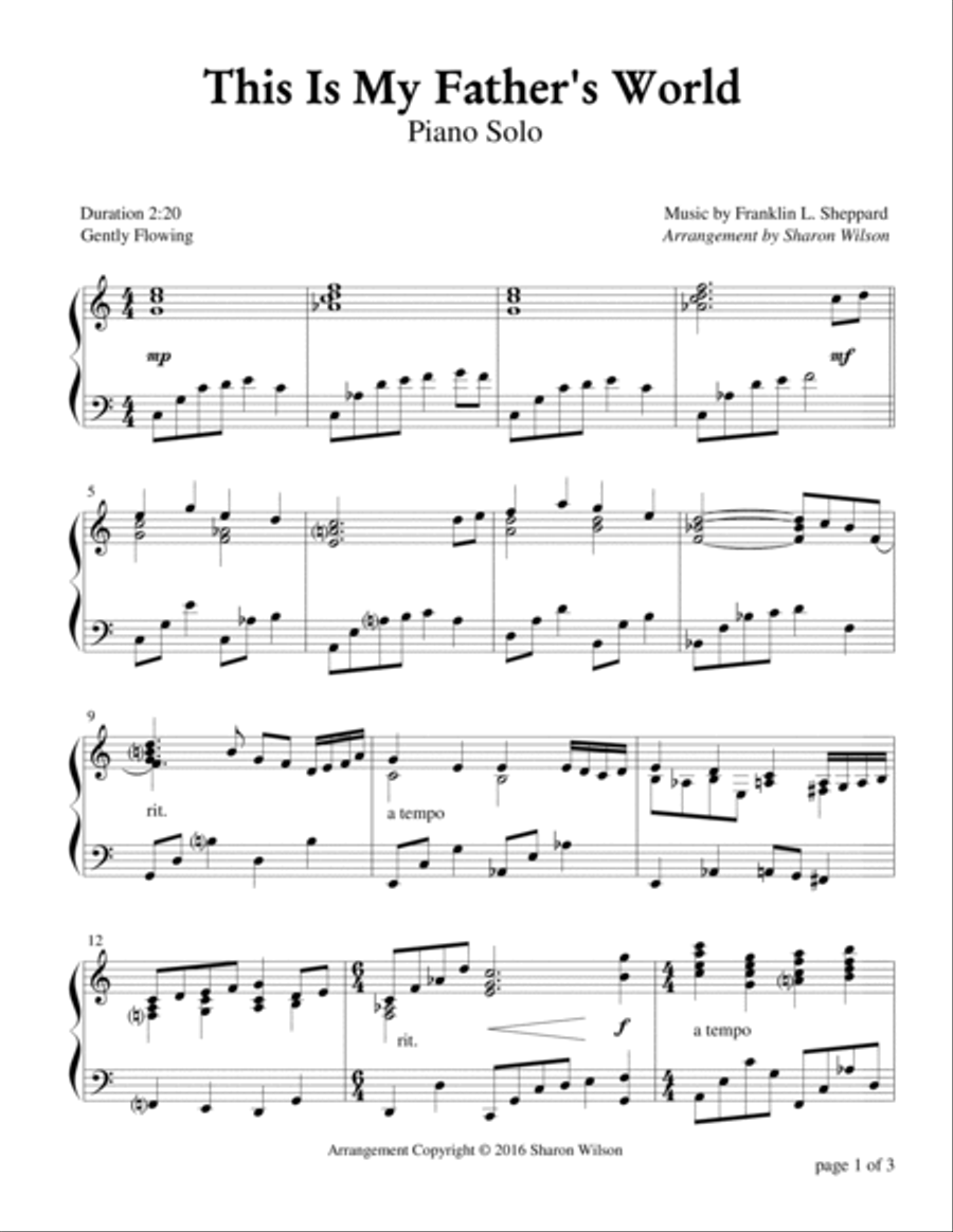 This Is My Father's World Piano Solo scores gallery preview page 2