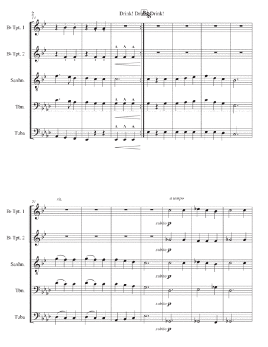 Drink! Drink! Drink! (The Drinking Song) Baritone Horn TC scores gallery preview page 2