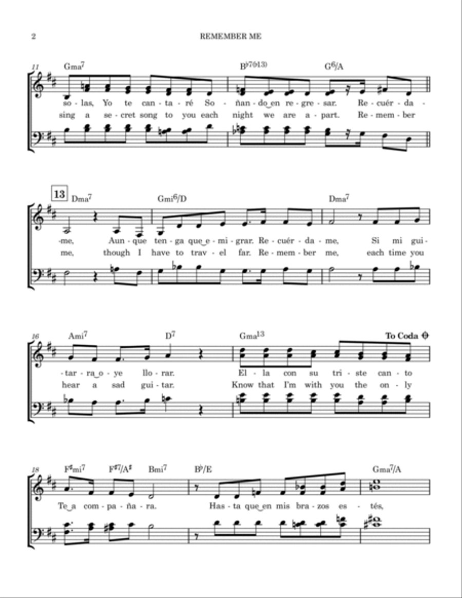 Remember Me (ernesto De La Cruz) 4-Part scores gallery preview page 2