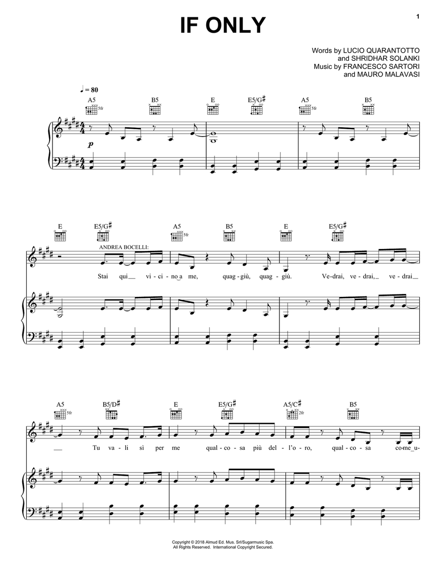 If Only (feat. Dua Lipa) Piano, Vocal, Guitar scores gallery preview page 1