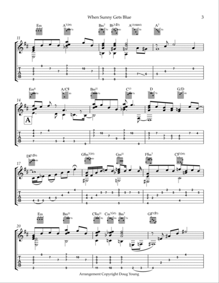 When Sunny Gets Blue Guitar Tablature scores gallery preview page 3