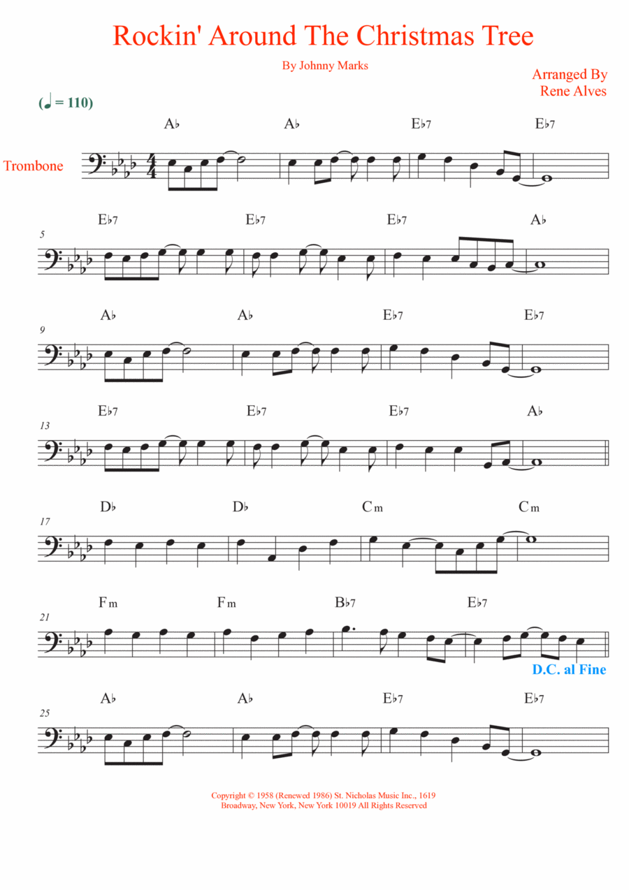 Rockin' Around The Christmas Tree Trombone Solo scores gallery preview page 1