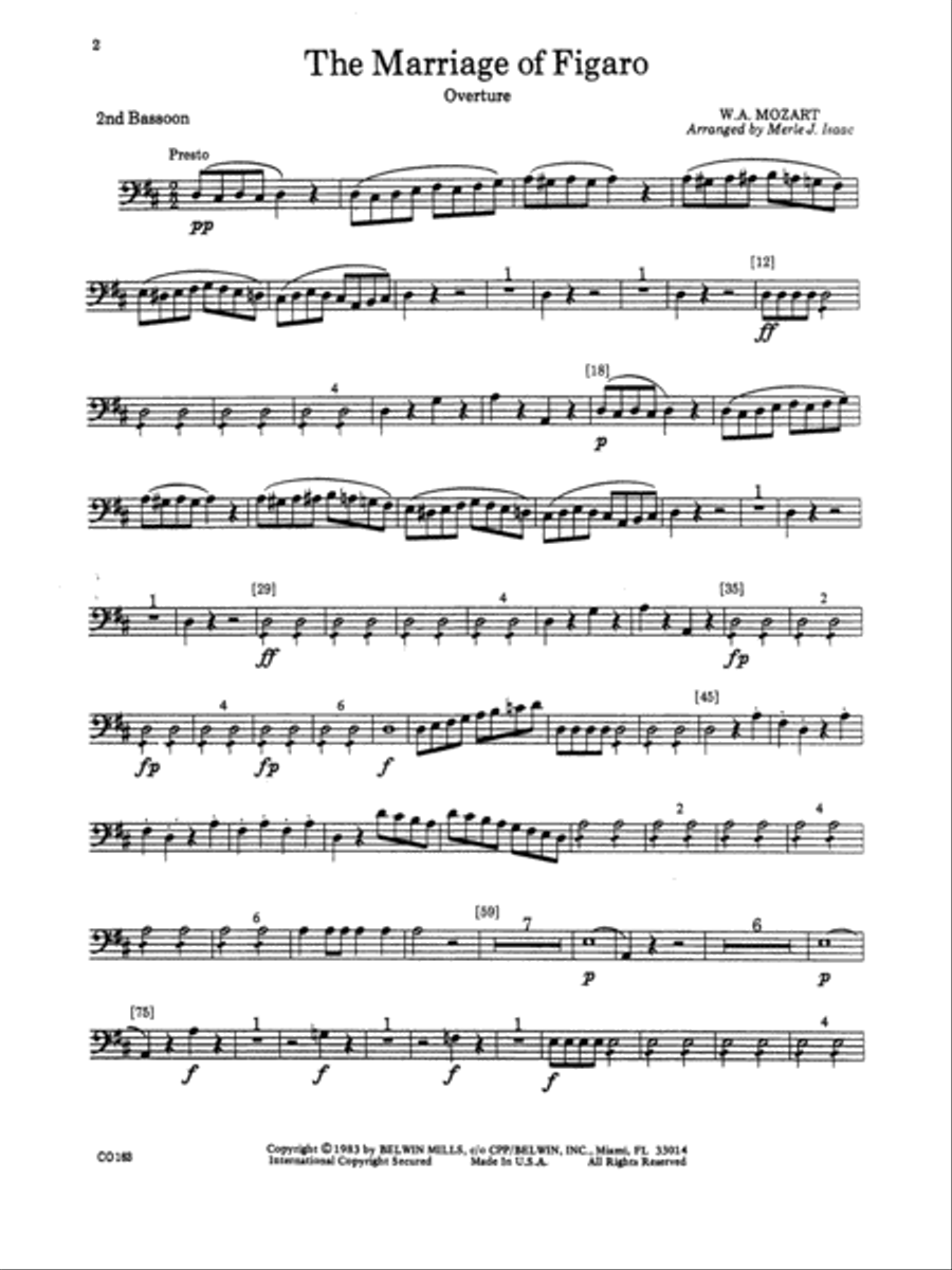 The Marriage of Figaro -- Overture: 2nd Bassoon Full Orchestra scores gallery preview page 1