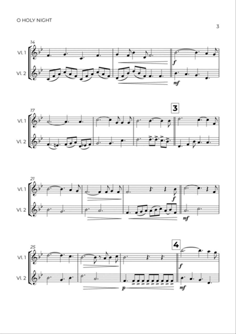 O Holy Night String Duet scores gallery preview page 3