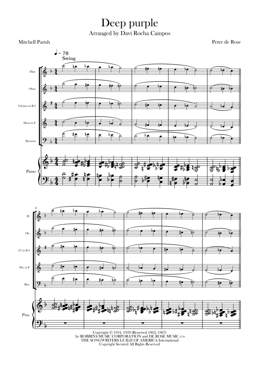 Deep Purple Woodwind Quintet scores gallery preview page 1