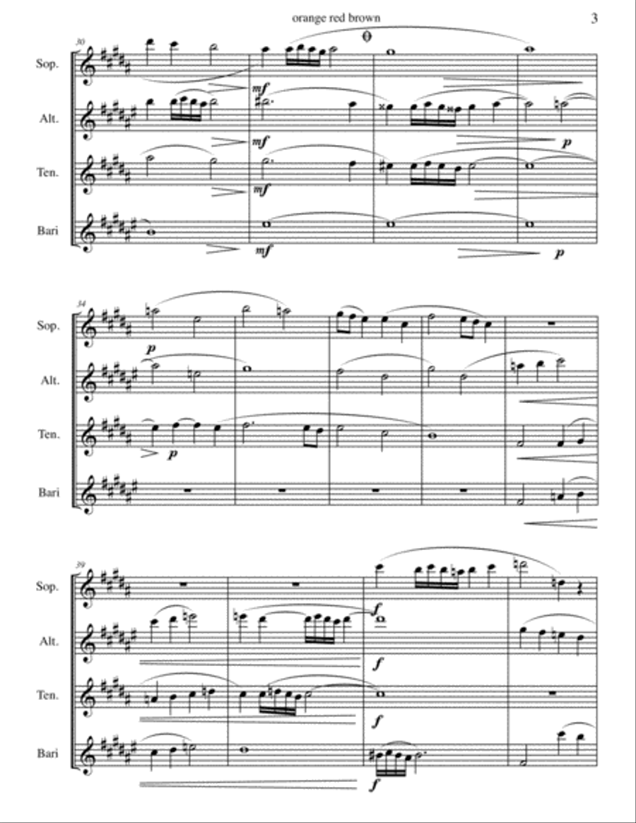 orange red brown Woodwind Quartet scores gallery preview page 3