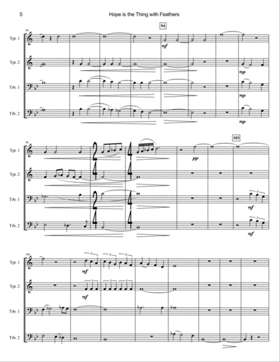 Hope Is The Thing With Feathers (Brass Quartet) Brass Quartet scores gallery preview page 6
