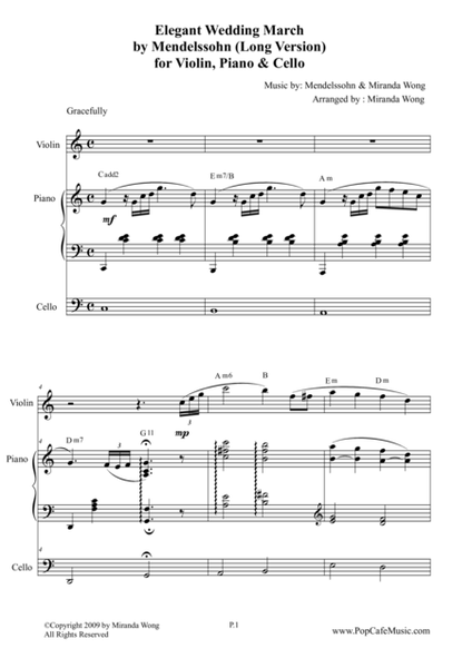 Elegant Wedding March (Long Version) for Violin, Piano & Cello image number null