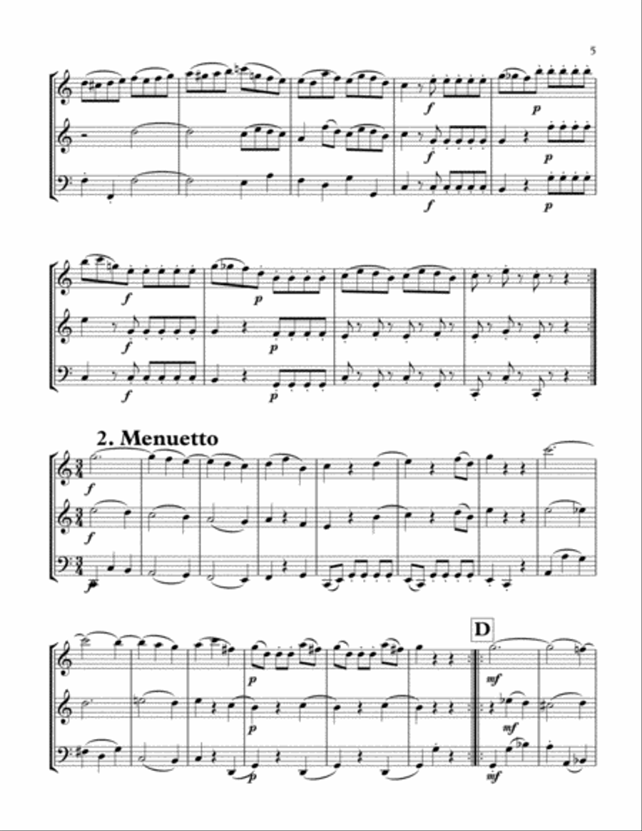 Mozart Divertimento Nr 3 concert pitch Small Ensemble scores gallery preview page 6