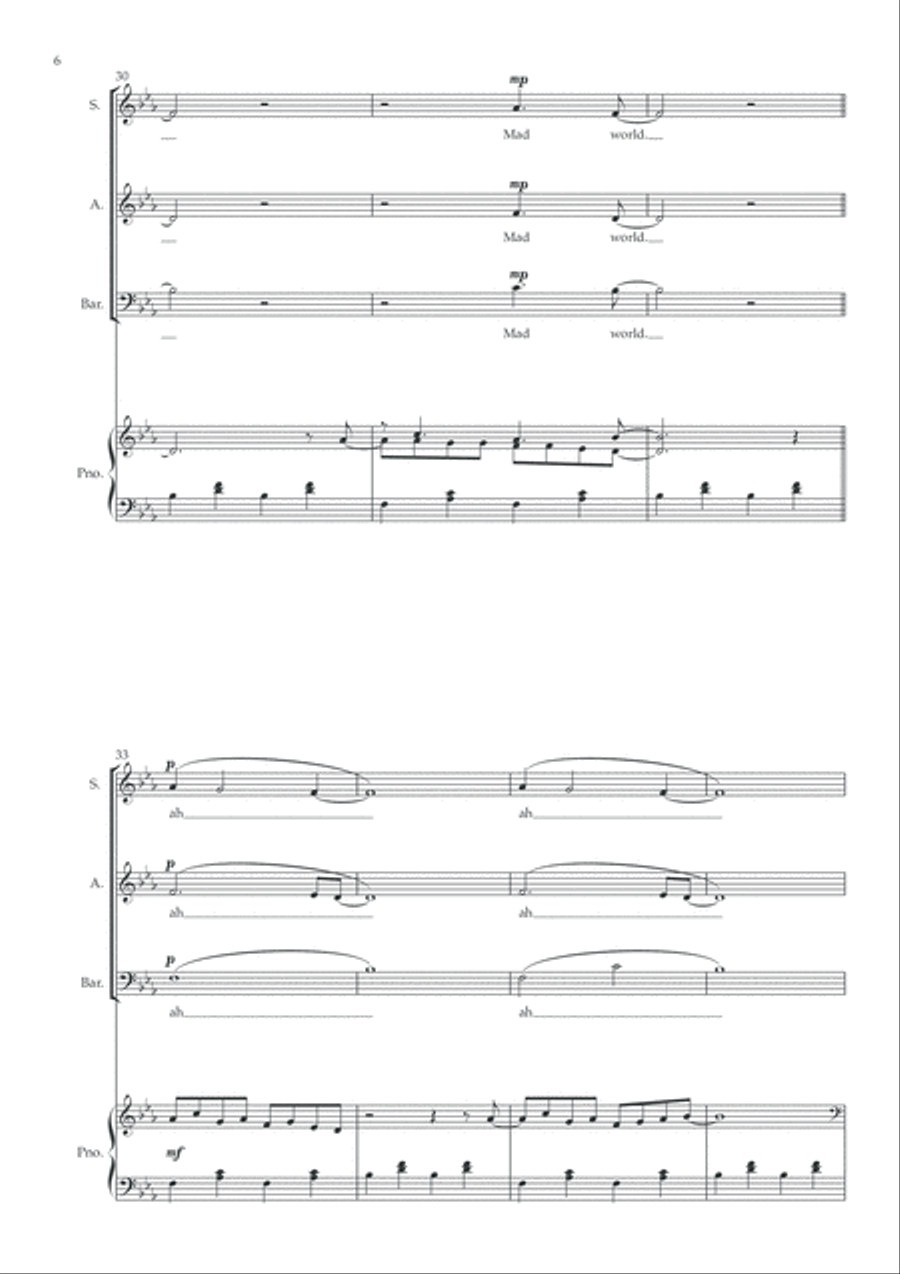 Mad World 3-Part scores gallery preview page 6