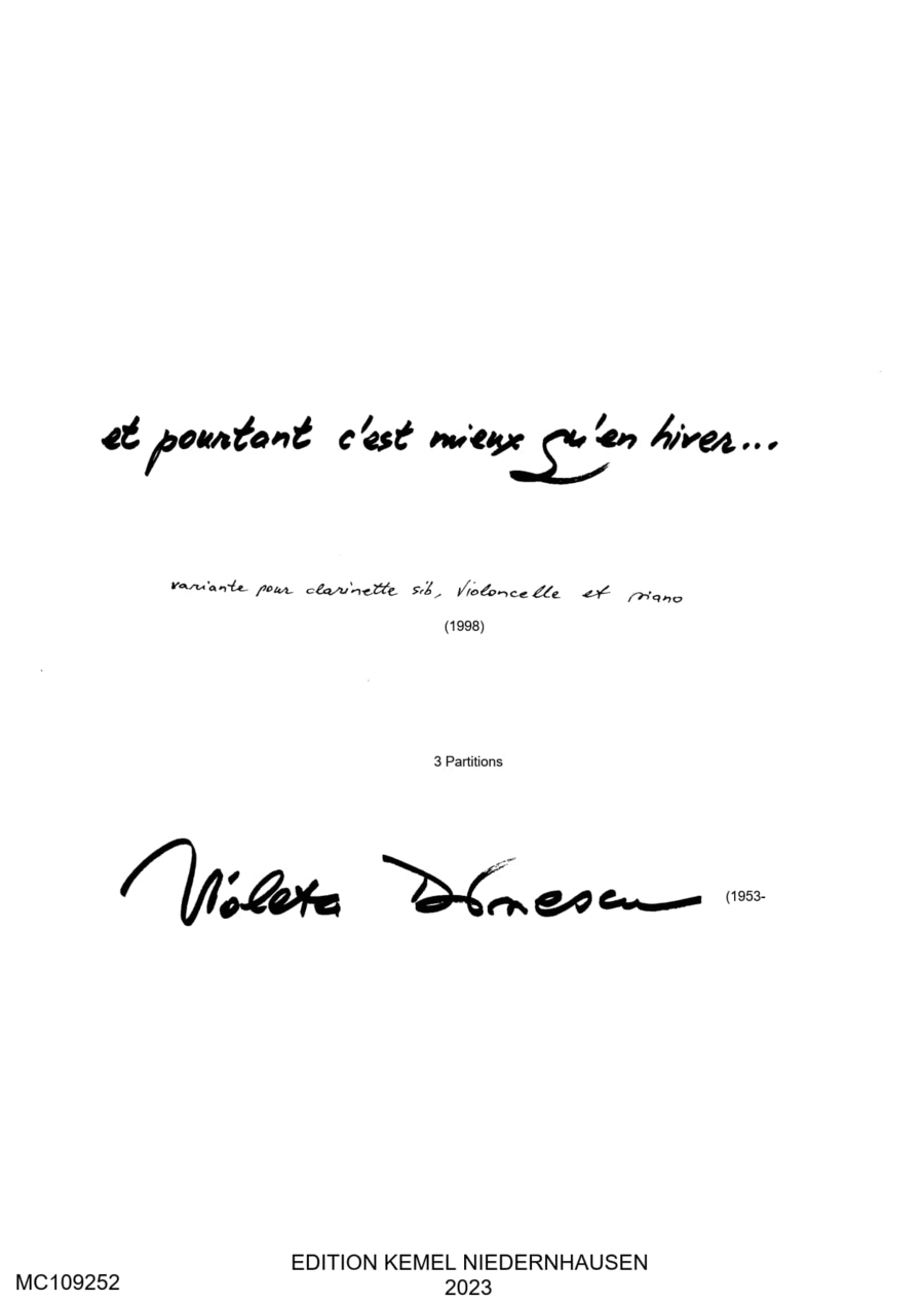 Et pourtant c'est mieux qu'en hiver Clarinet scores gallery preview page 1