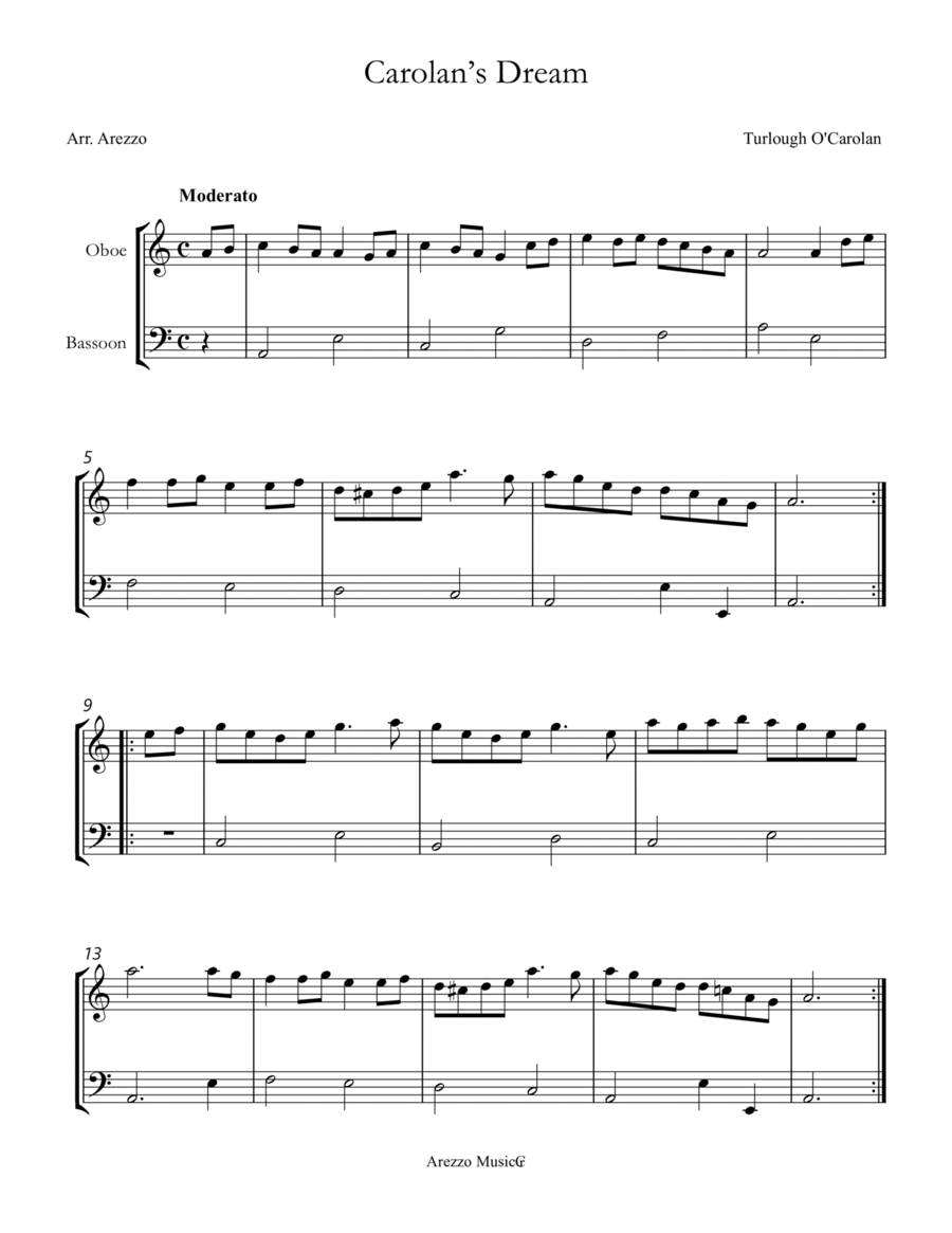 carolan’s dream oboe and bassoon sheet music Woodwind Duet scores gallery preview page 1