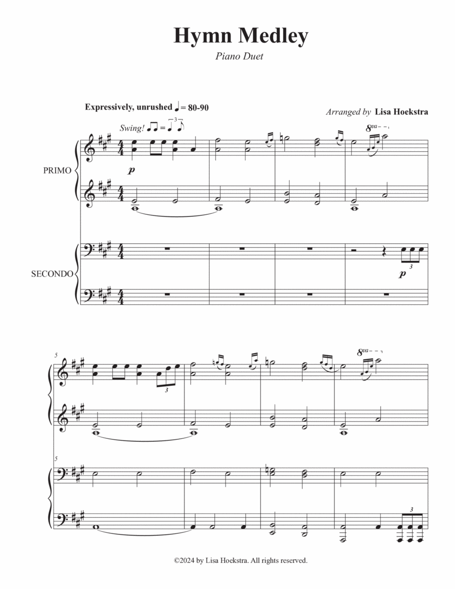 Hymn Medley Hymn Medley 1 Piano, 4-Hands scores gallery preview page 1