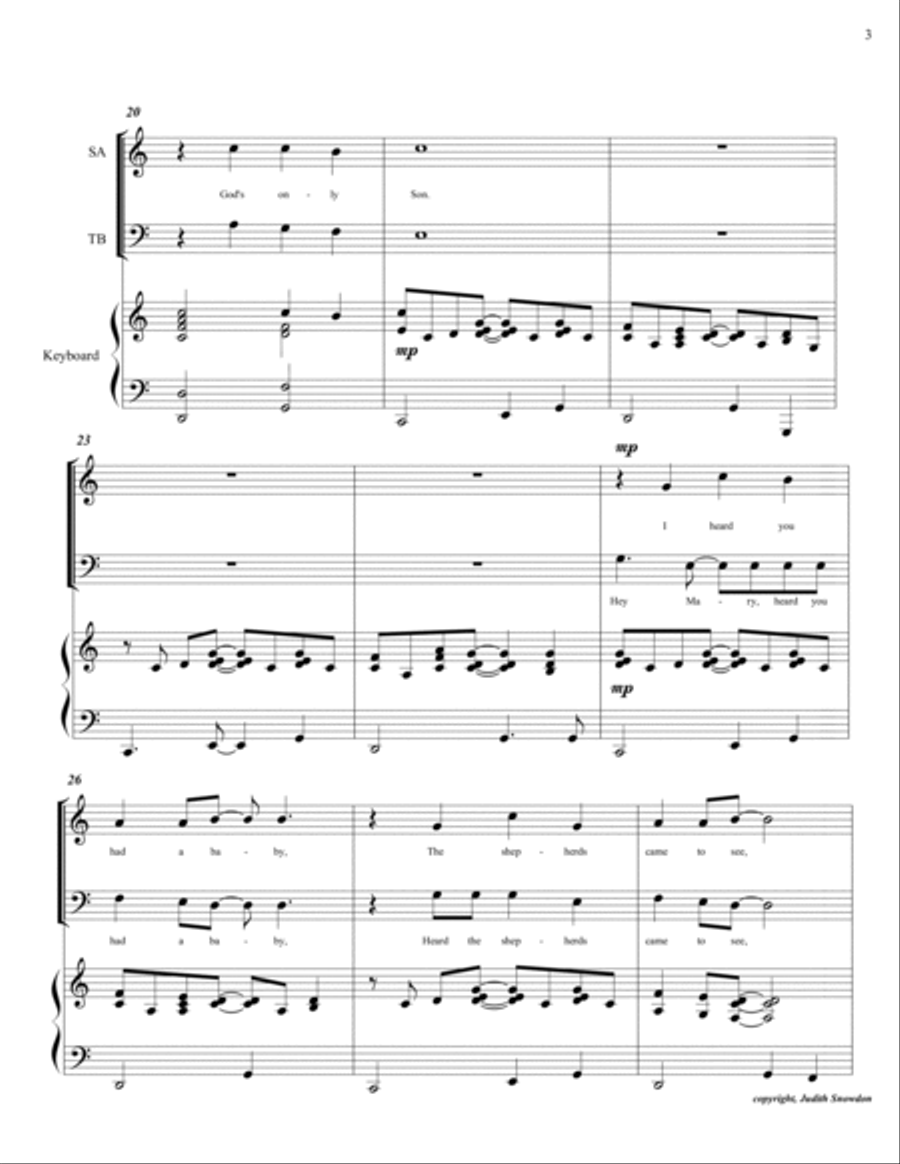 Hey Mary, Heard You Had A Baby, Two-Part 2-Part scores gallery preview page 3