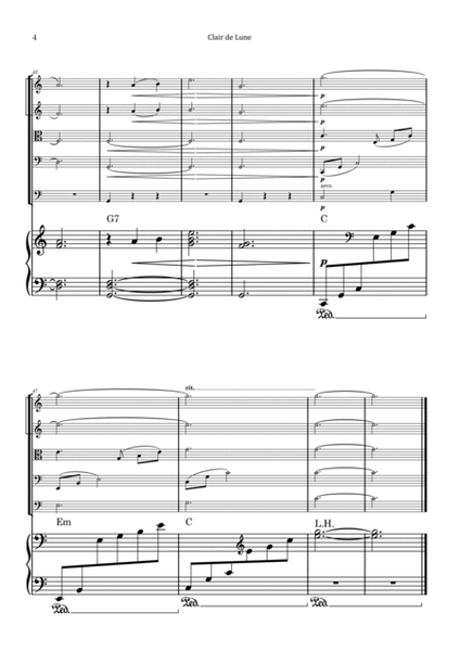 Clair de Lune by Debussy - String Quintet with Piano and Chord Notation image number null