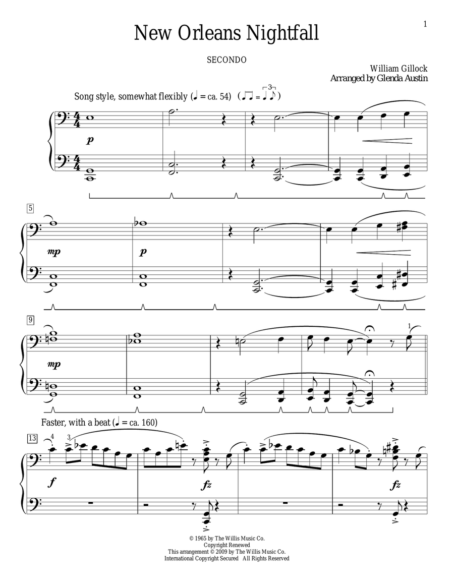 New Orleans Nightfall Piano Duet scores gallery preview page 1