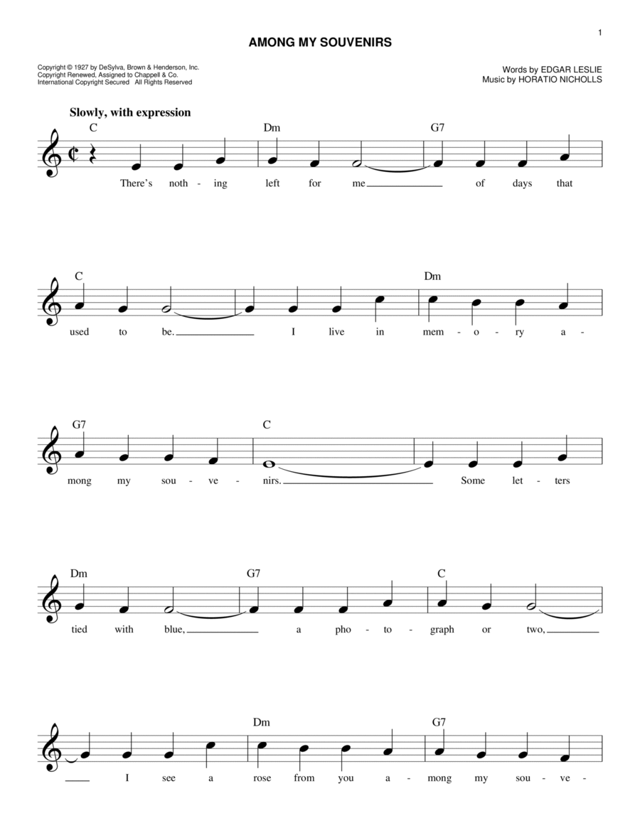 Among My Souvenirs Piano scores gallery preview page 1