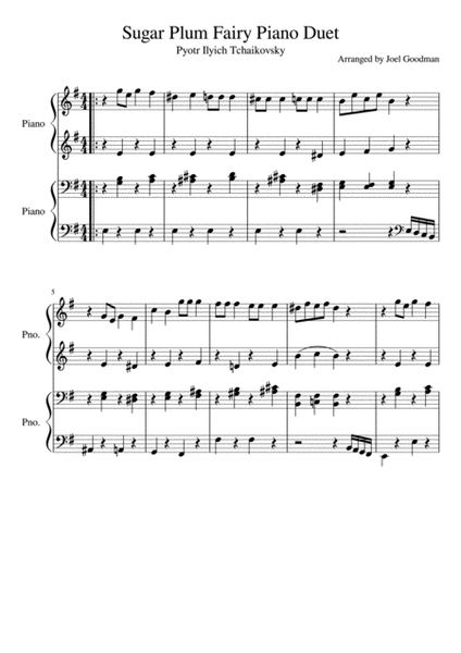 Sugar Plum Fairy Piano Duet - 1 piano 4 hands image number null