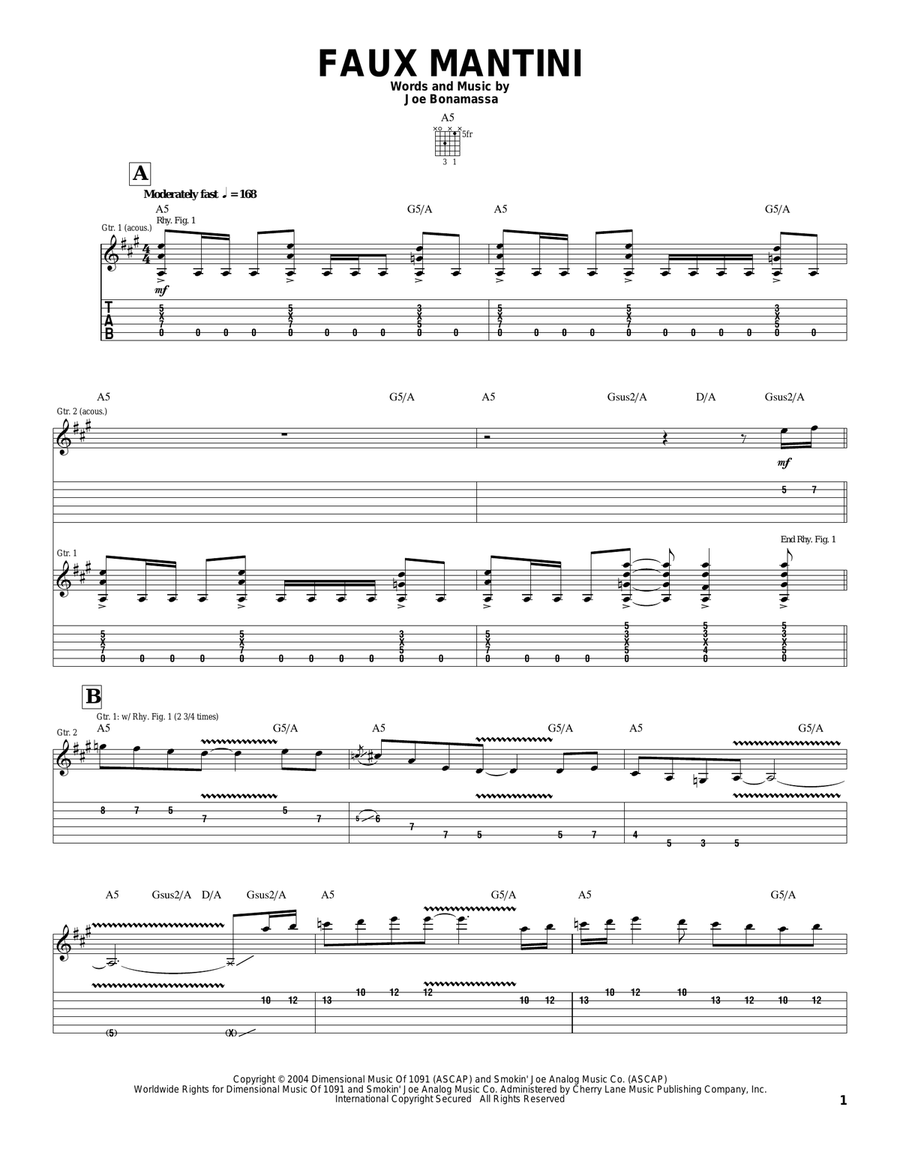 Faux Mantini Acoustic Guitar scores gallery preview page 1