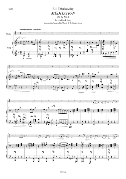 Meditation Op. 42 No. 1 - transcription for violin & harp