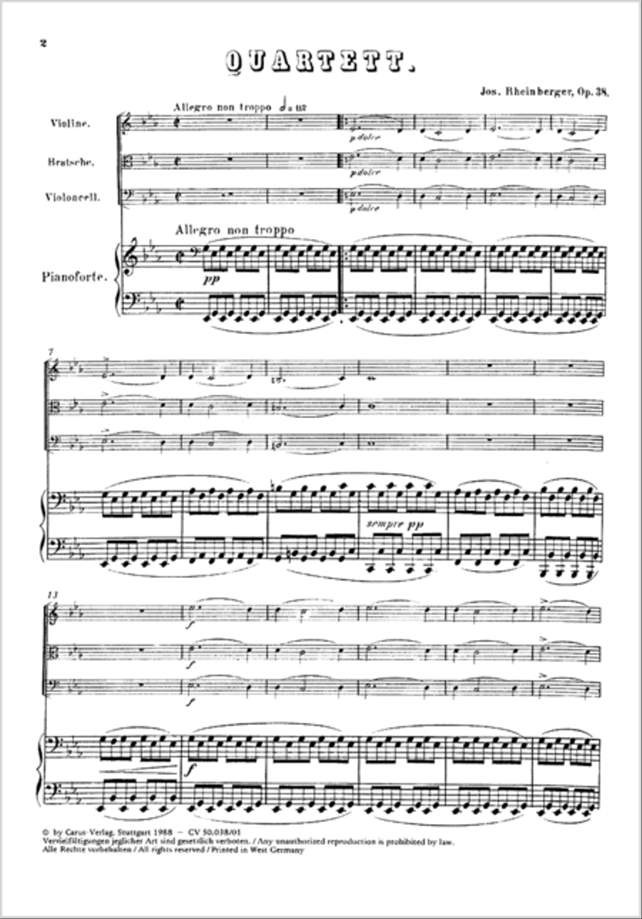 Piano Quartet in E flat major Piano Quartet scores gallery preview page 2