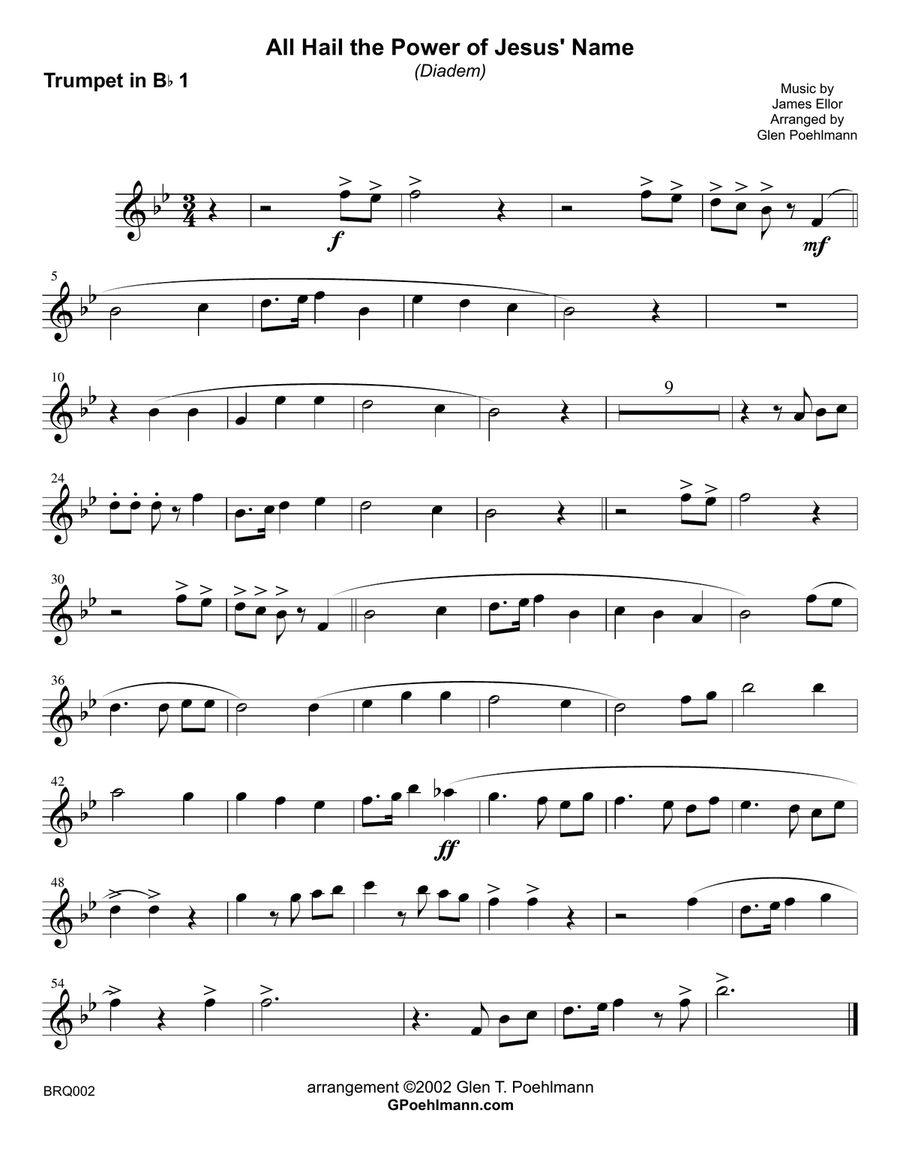 ALL HAIL THE POWER OF JESUS' NAME (Diadem) - BRASS QUINTET w/optional Organ Small Ensemble scores gallery preview page 4