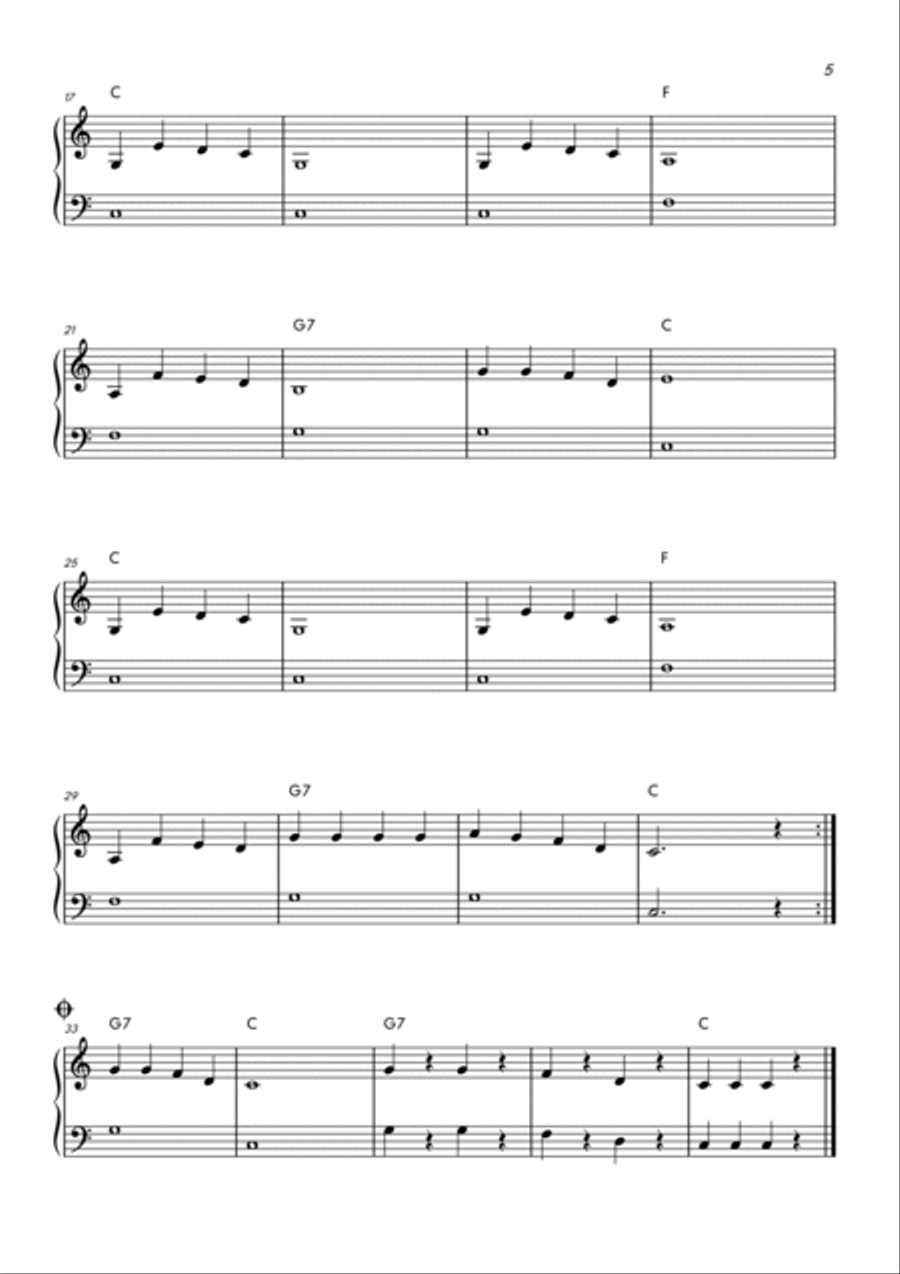 20 Christmas Carols for Piano (Easy Beginner + CHORDS) Easy Piano scores gallery preview page 5