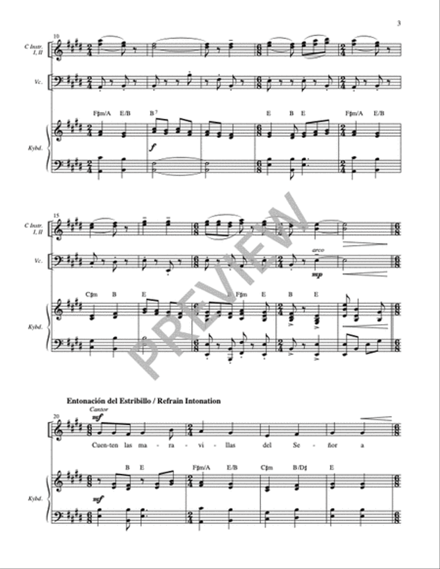 Cuenten las Maravillas del Señor / Proclaim His Marvelous Deeds - Full Score and Parts Cello scores gallery preview page 4