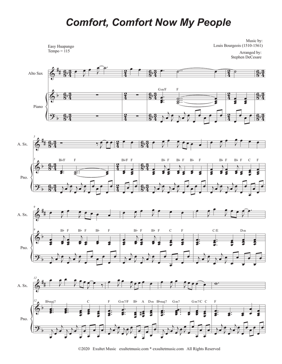 Comfort, Comfort Now My People (Alto Saxophone and Piano) Comfort, Comfort Now My People (Alto Saxophone and Piano) Alto Saxophone scores gallery preview page 2