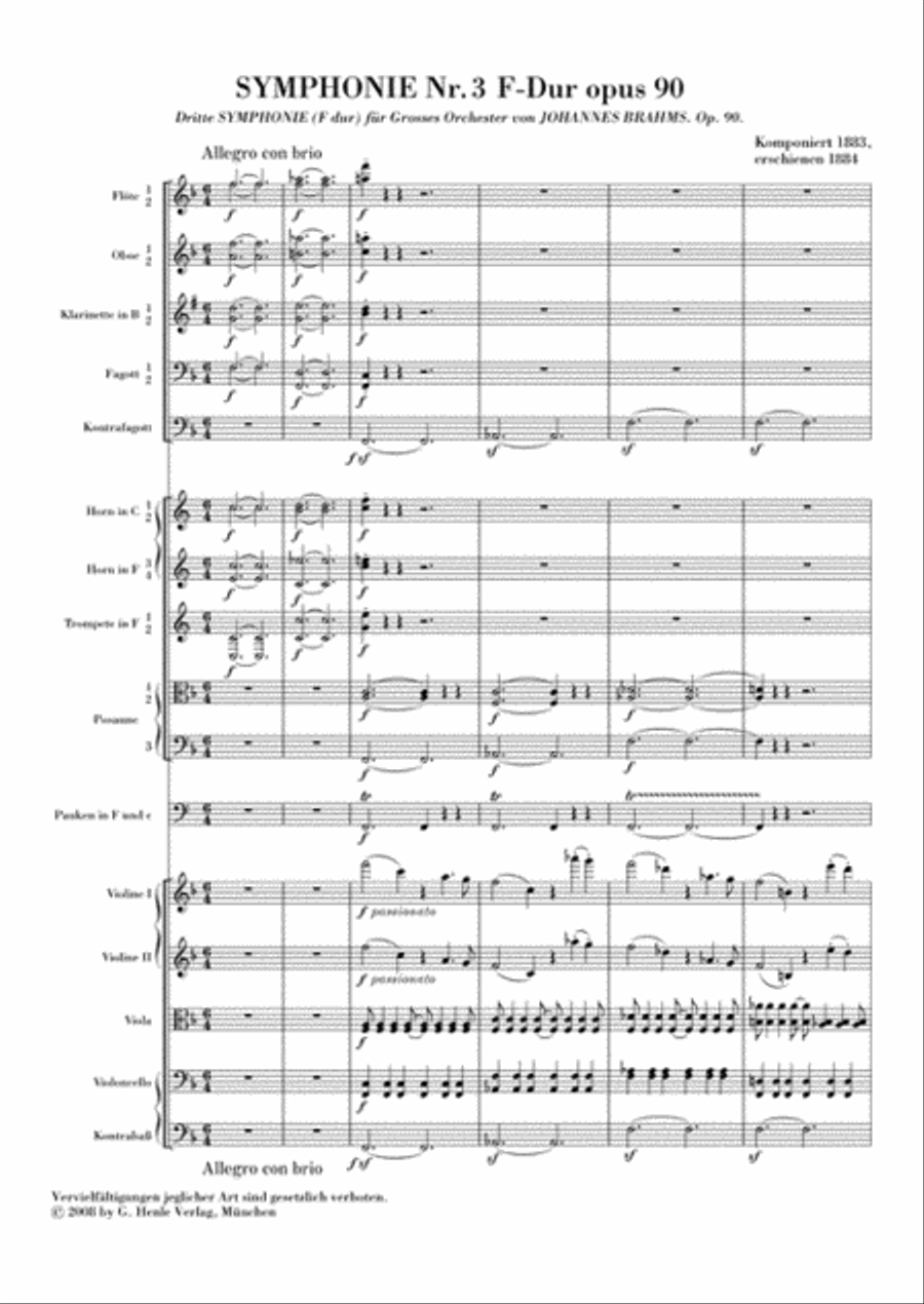 Johannes Brahms – Symphony No. 3 in F Major Op. 90 Orchestra scores gallery preview page 2