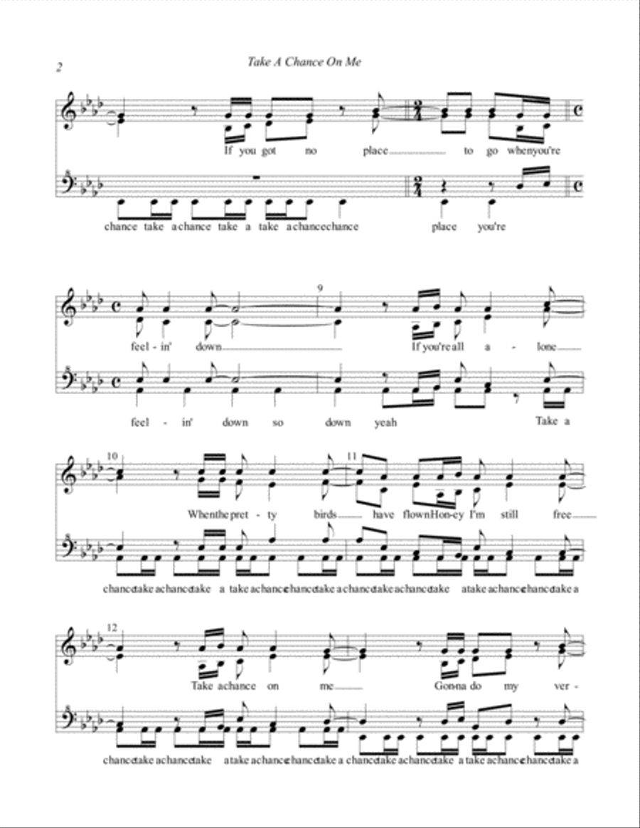 Take A Chance On Me featured in MAMMA MIA! SSAA scores gallery preview page 2