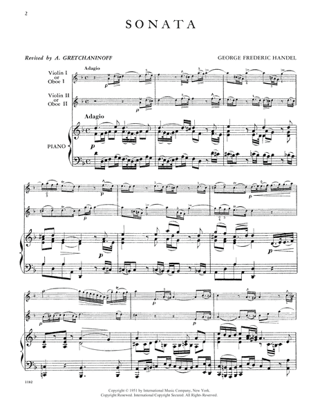Sonata In D Minor For Two Oboes And Piano Or Two Violins And Piano